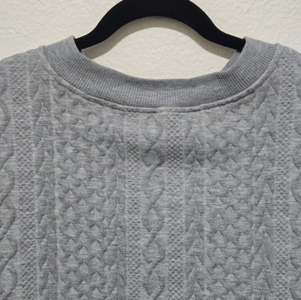 Cozy Gray Textured Zip-Up Sweater Bomber Jacket Size XXL - Picture 5 of 14